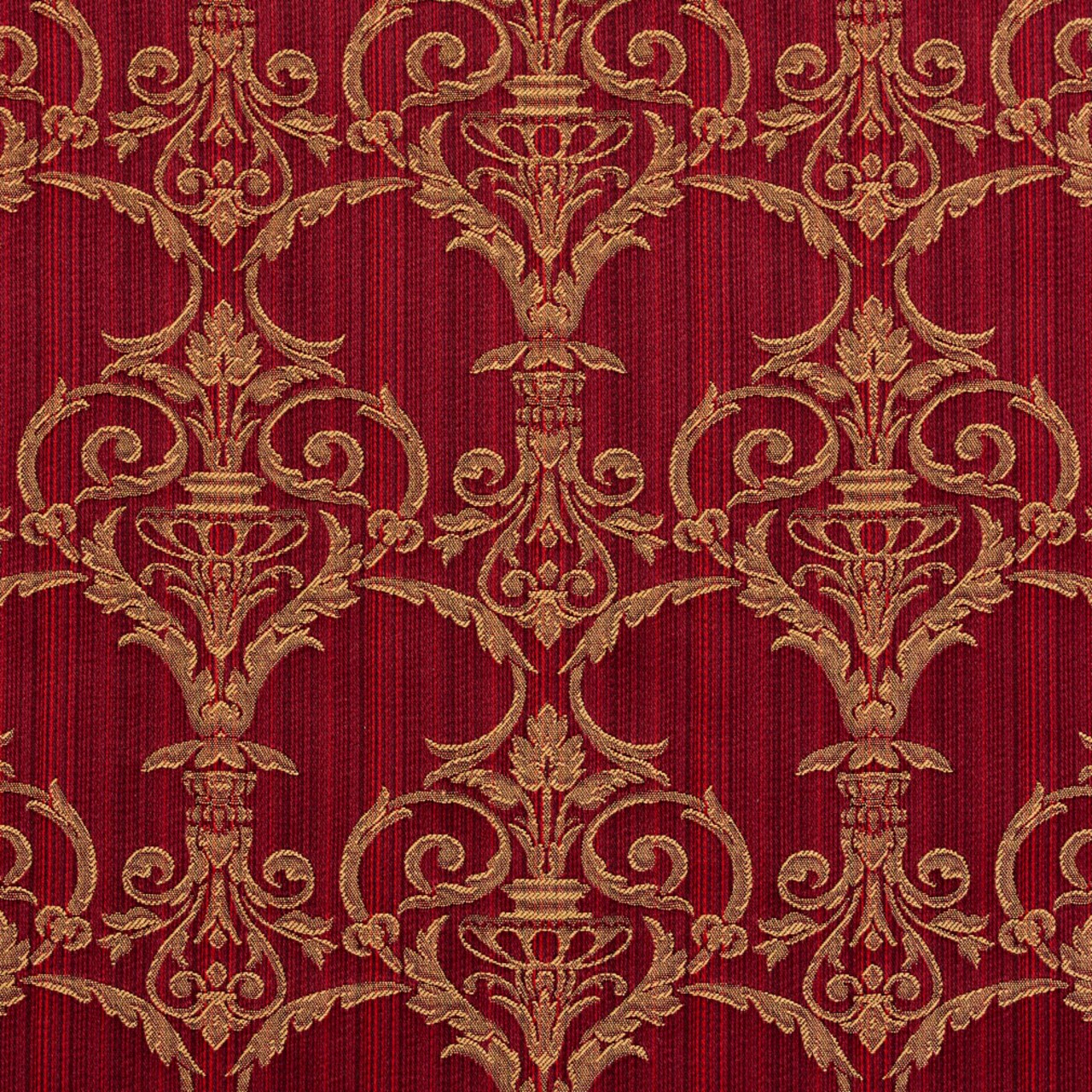Ruby Victorian - Red & Burgundy Damask Upholstery Fabric 54 Inches"